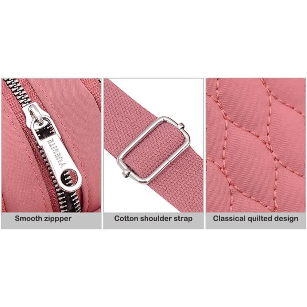 Small Nylon Quilted Crossbody Bag Women Ladies Mini Phone Wallet Purse - Picture 5 of 7